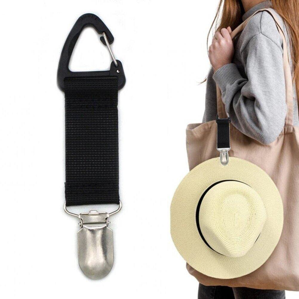 Casiler Black Hat Clip, Elastic Hat Holder Clip Hat Clip For Bag Sun Hat Holder Bag Clip For Luggage Backpack Handbag Outdoor Traveling Helper
