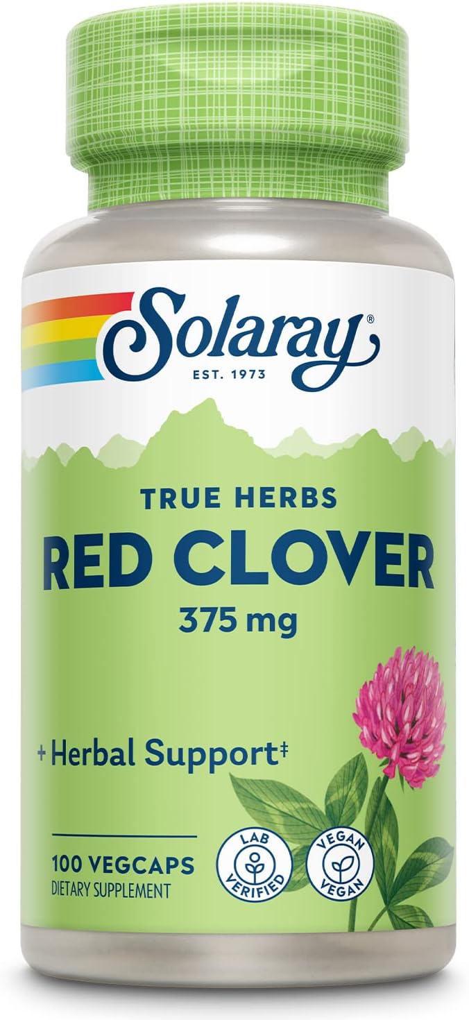SOLARAY Red Clover 375 mg - Traditional Women's Health Herbal Support - Non-GMO Verified, Vegan, Lab Verified - 60-Day Guarantee - 100 Servings, 100 VegCaps