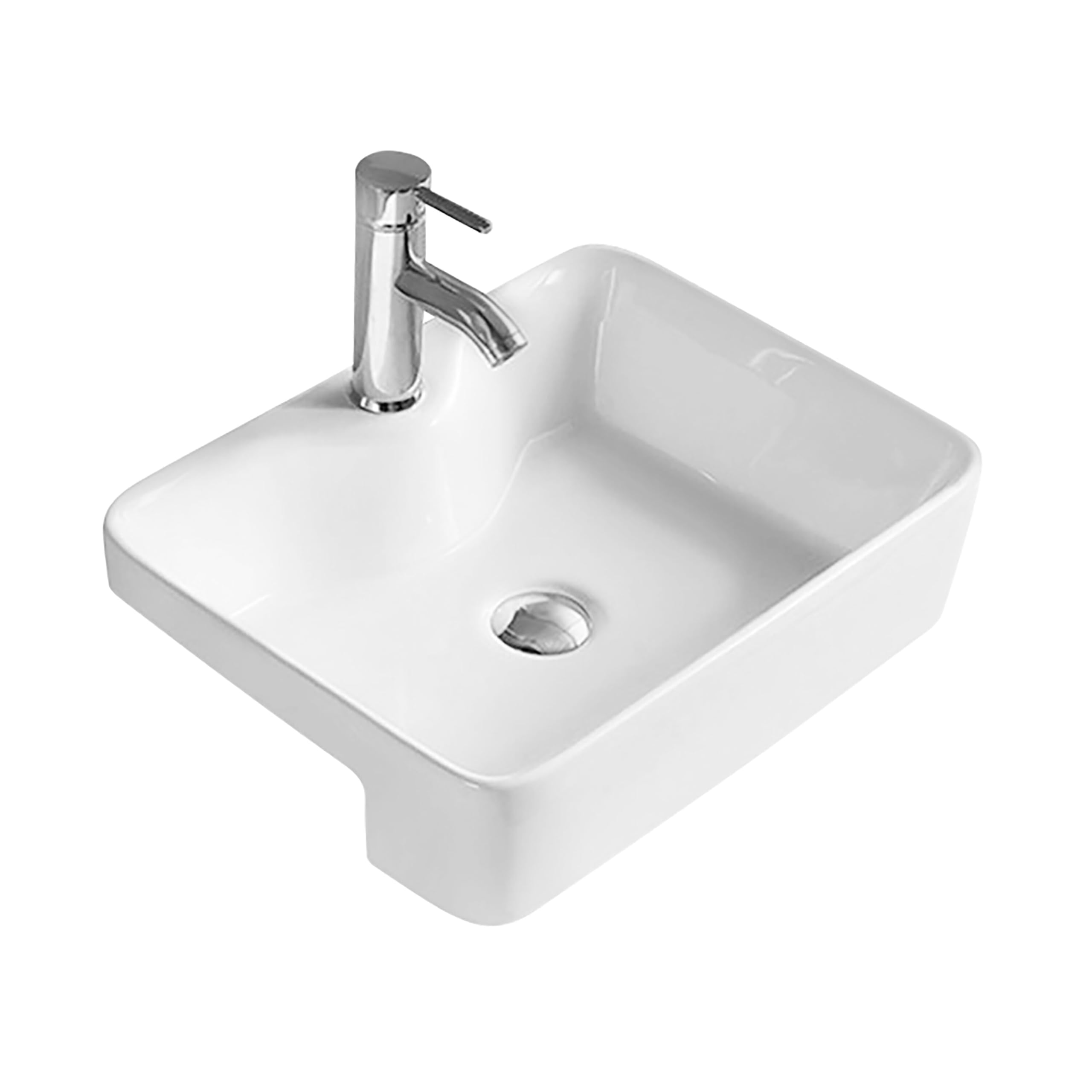 Balterley Nove Semi-Recessed Bathroom Basin, Contemporary Style, Soft Square Design, White, 480Â Mm 5056678466582