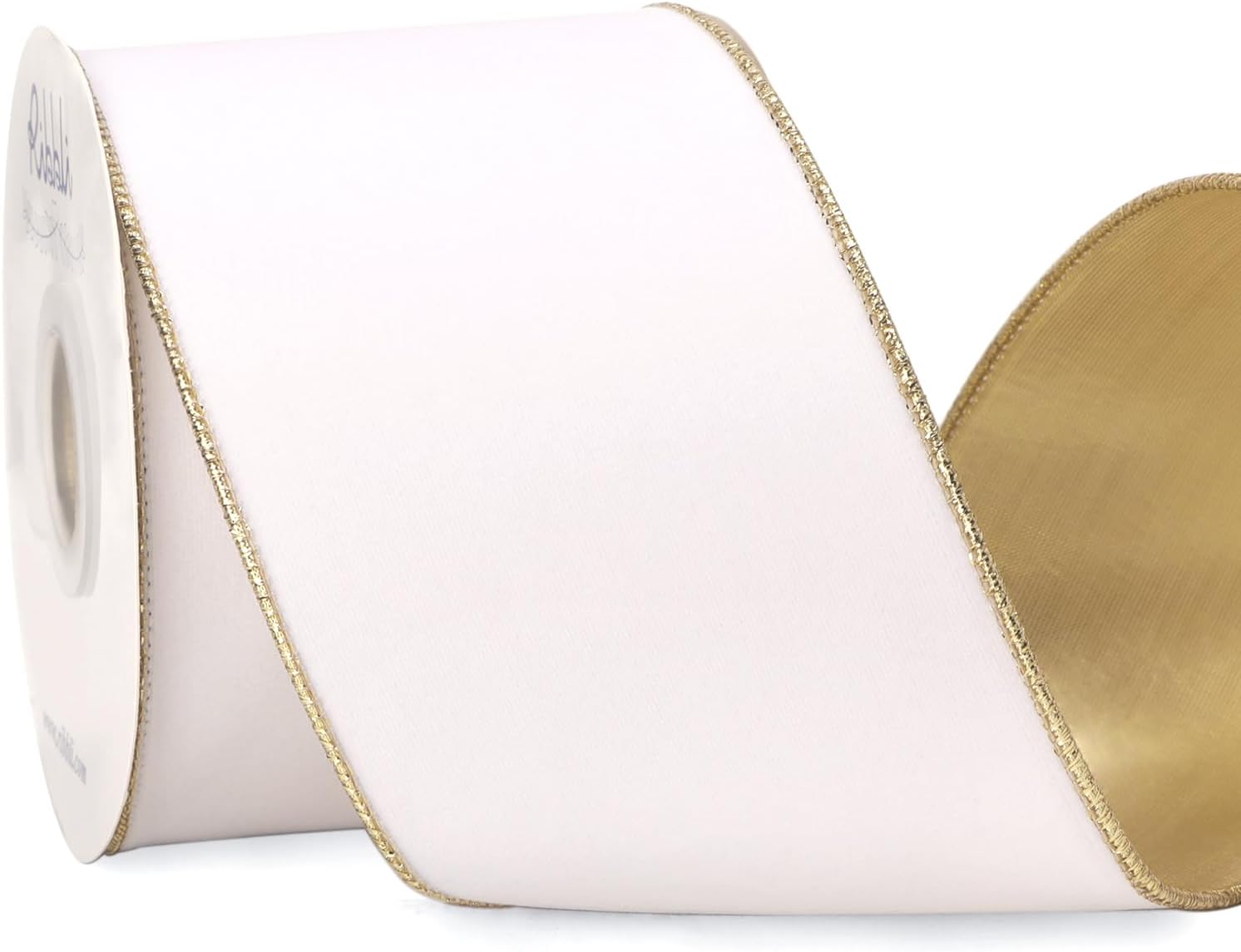 Ribbli White Velvet Wired Ribbon 4 Inch Luxury Matte Velvet Christmas Ribbon for Gift Wrapping Christmas Tree Decoration Crafts Wreaths Supplies - 10 Yards