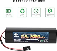 Vista 2 de melasta 9.6V 2000mAh NiMH RC receptor batería con conectores Hitec, batería recargable compatible con Futaba RC receptores aviones aviones