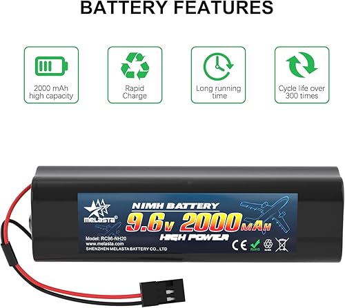 Miniatura 2 de melasta 9.6V 2000mAh NiMH RC receptor batería con conectores Hitec, batería recargable compatible con Futaba RC receptores aviones aviones