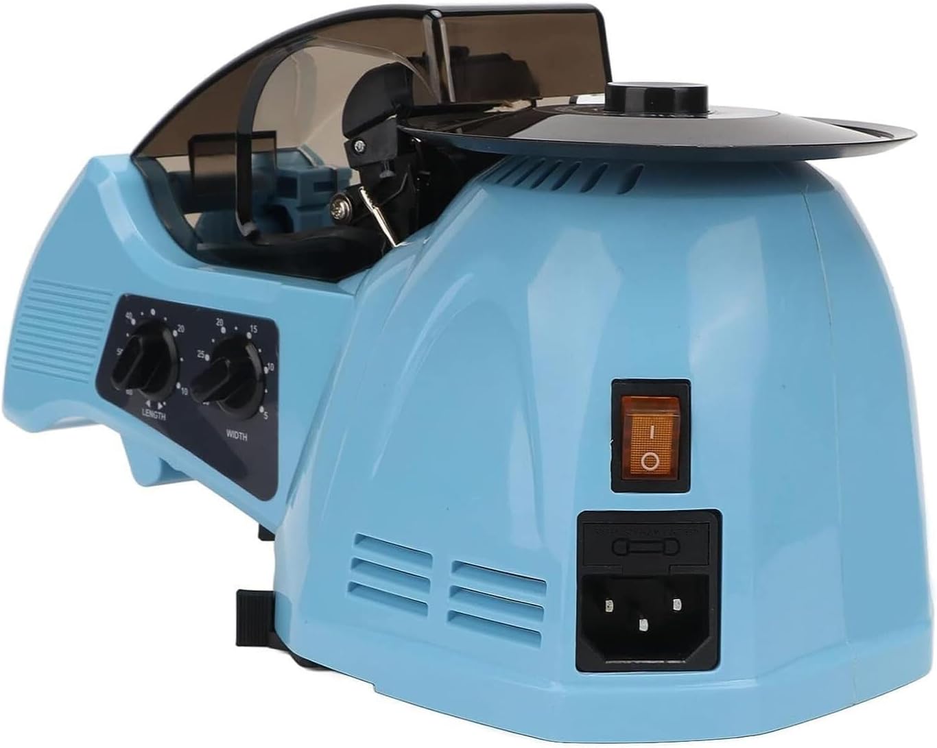 Rotating disc tape dispenser, automatic tape cutter with anti-stuck design, cutting length 15-70mm, tape width 3-25mm, cutting evenly and accurately, suitable for wrapping gifts, warehouses, offices