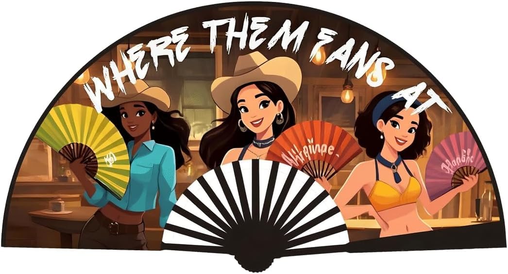 JRPLXIML 13in Line Dance Popping Fans Where Them Fans At Clack Fan Western Hand Fan for Dance Party
