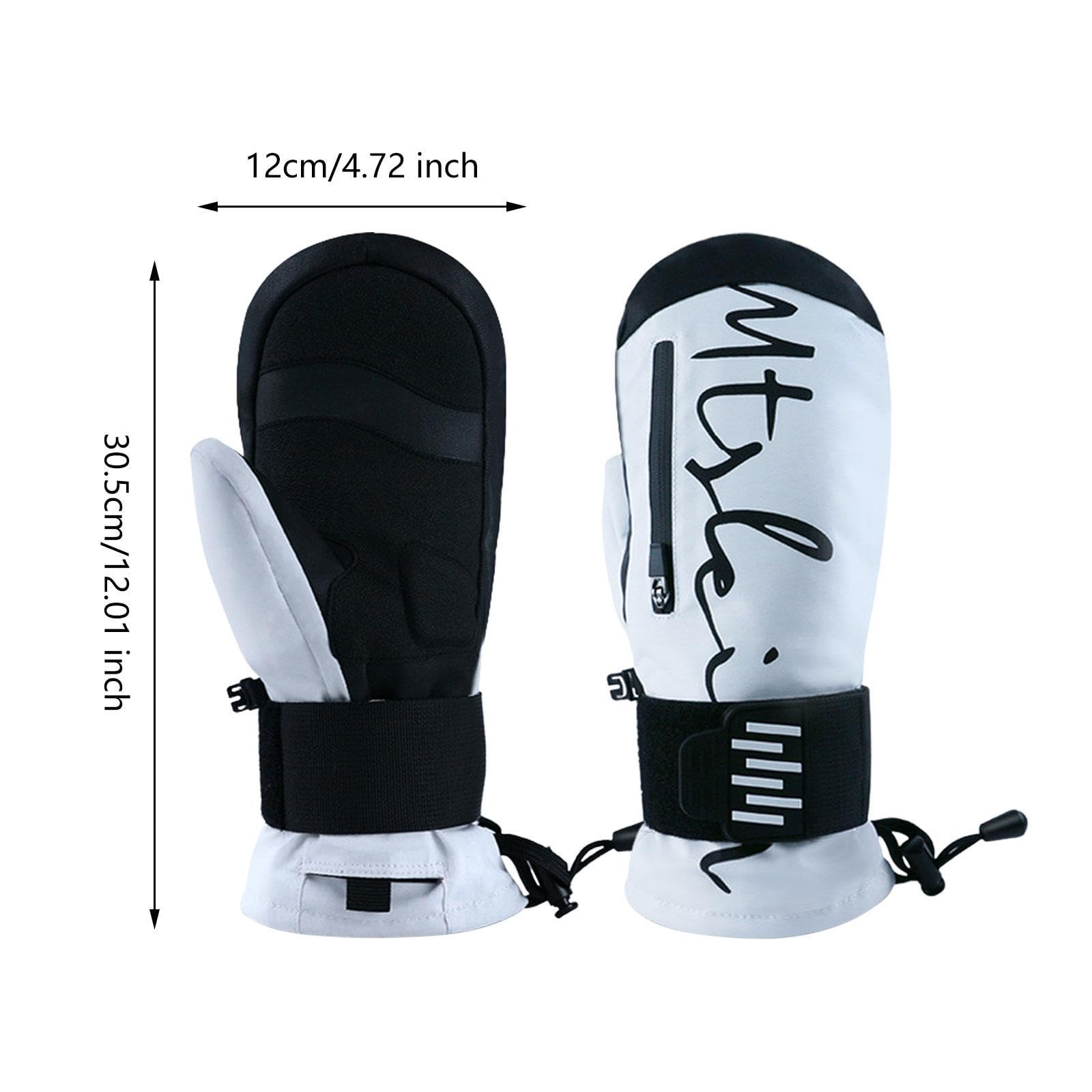 Guantes de Esquí con Muñequera Y Diseño de Cinco Dedos Aislamiento Térmico Palma de PU Reforzada Forro de Felpa Adecuados para Adultos en Esquí