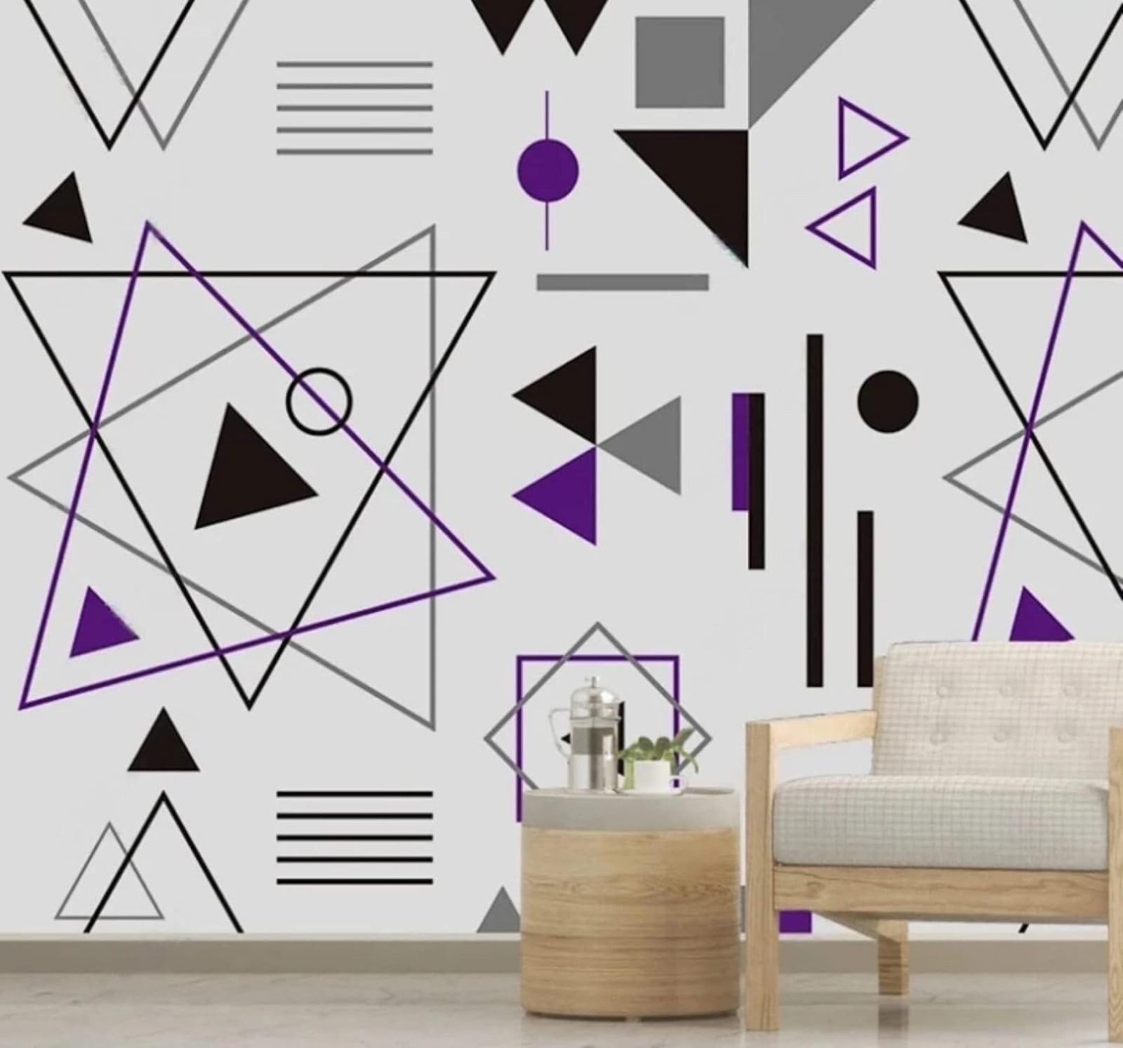 Abstract Minimalist Geometric Lines Triangles 3D Wallpaper Easy Install Feature Office Living Room Sofa Bedroom TV Background Wall Decoration-250cm×170cm