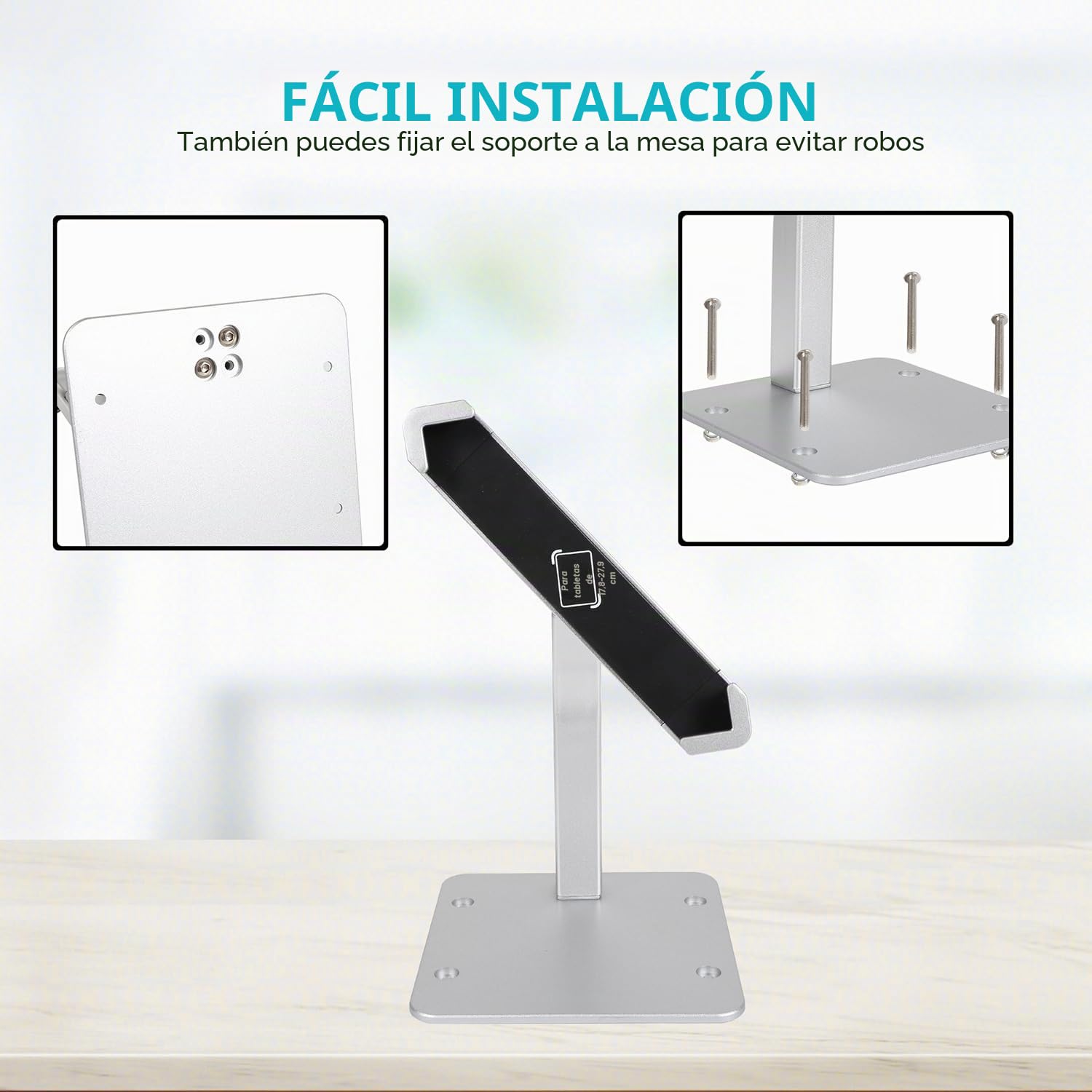 Soporte Tablet Antirrobo Mesa, Soporte Tablet Seguridad de Aluminio | Soporte iPad para Exposiciones, Quioscos, Tiendas, para iPad Pro Air Mini, Galaxy, Surface, Tabletas 7-11"
