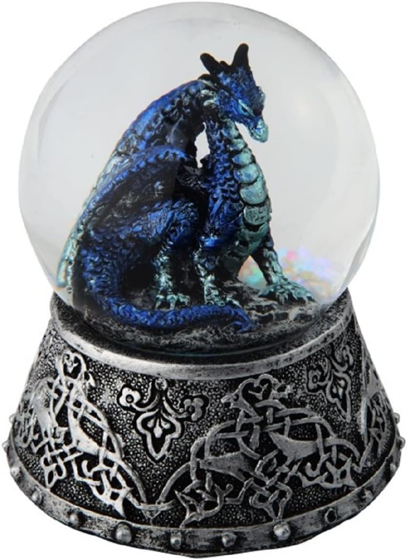 ICE ARMOR 3.25" H Blue Dragon Snow Globe Statue Fantasy Decoration Figurine