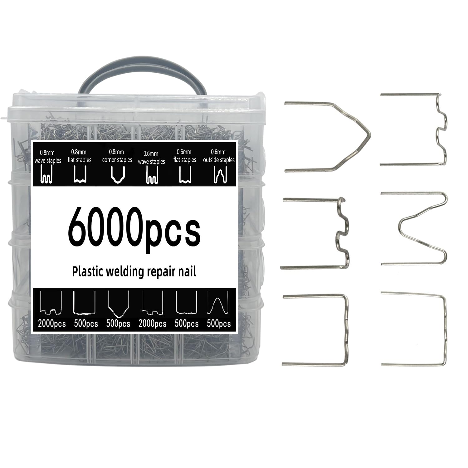 DLronwey 3000pcs Plastic Welding Staples, 6 Types Hot Staples For Decoration, Auto Repair, Architectural Modelling, Toy Manufacturing, Etc - View #7