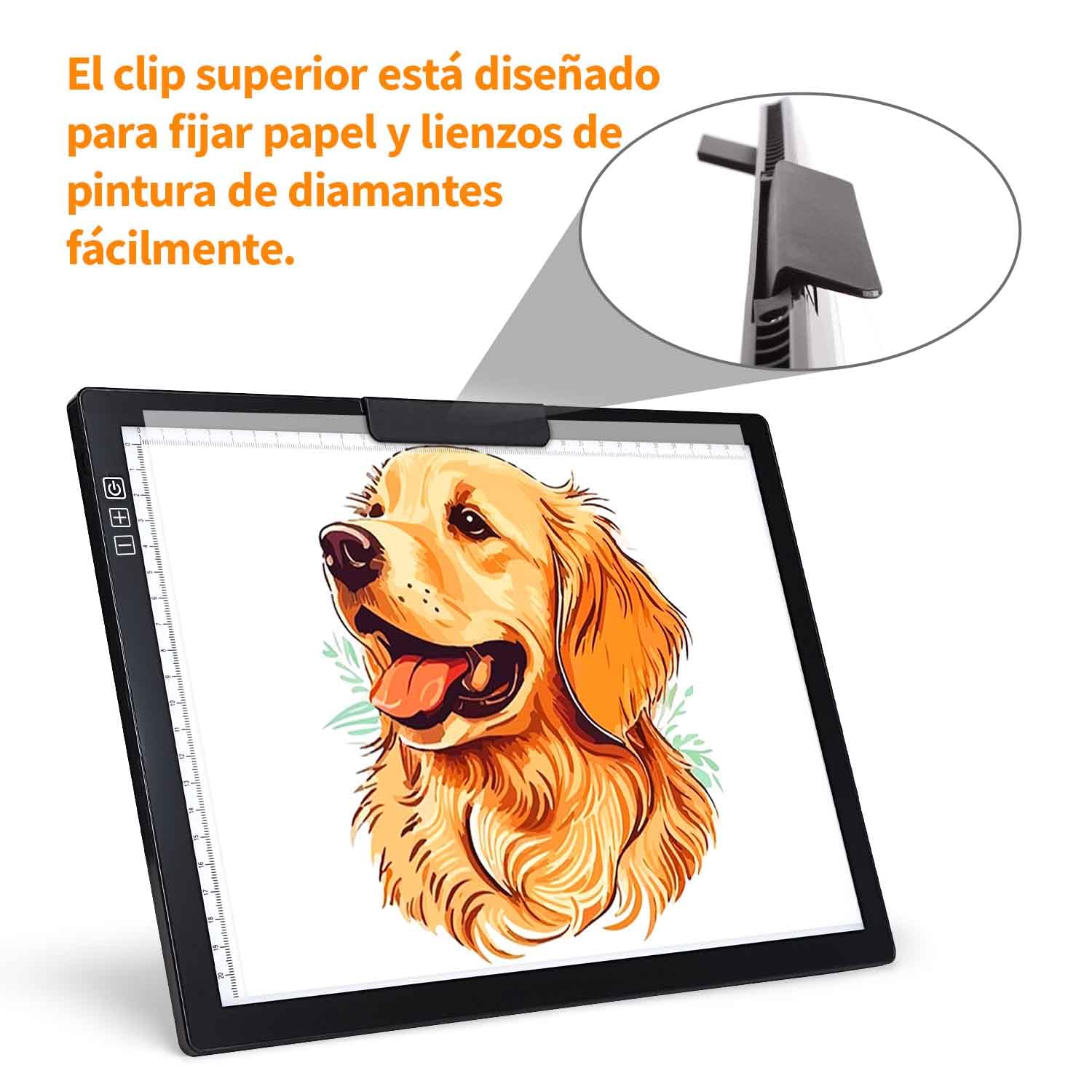 Zocelight Caja de luz recargable A4 con estuche acolchado, almohadilla de luz LED con soporte y clip incorporados, caja de luz para calcar, mesa de luz para pintura de diamantes, dibujo, bocetos