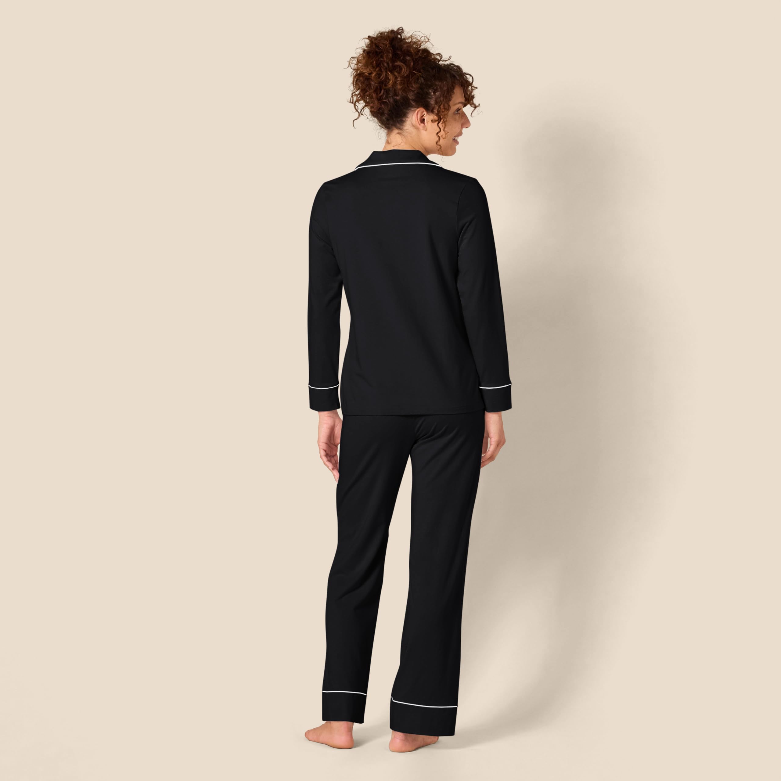 Amazon Essentials Camicia a Maniche Lunghe in Modal di Cotone e Pigiama a Tutta Lunghezza Donna