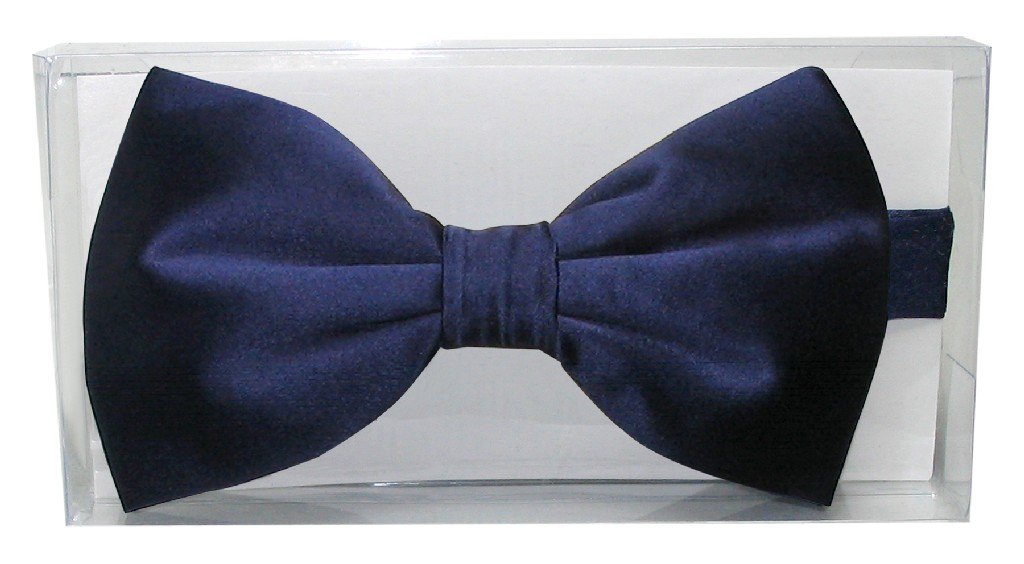 Vesuvio Napoli 100% SILK BOWTIE Solid NAVY BLUE Color Men's Bow Tie for Tuxedo or Suit