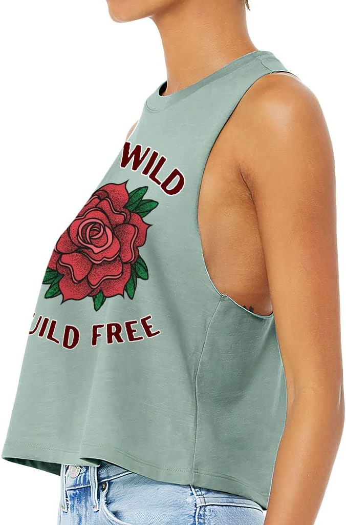Stay Wild Racerback Cropped Tank - Rose Women's Tank - Cool Design Tank Top