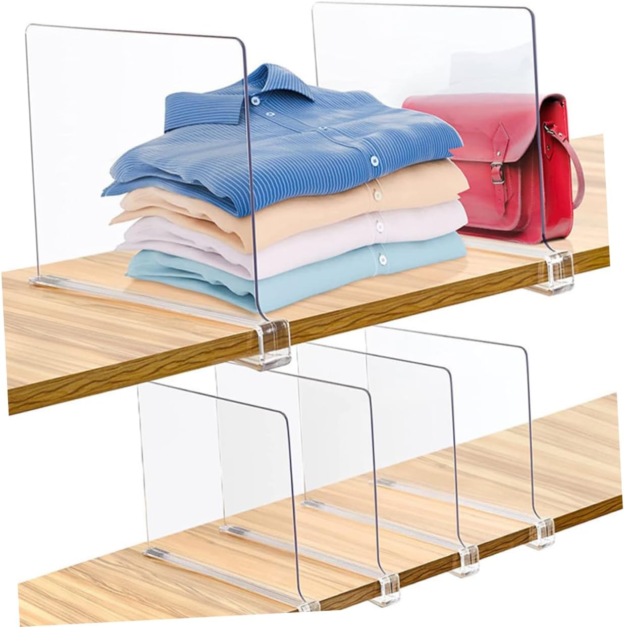 PRETYZOOM 6pcs Closet Shelves Dividers Wardrobe Clothes Separator for Bookshelf Easy Install