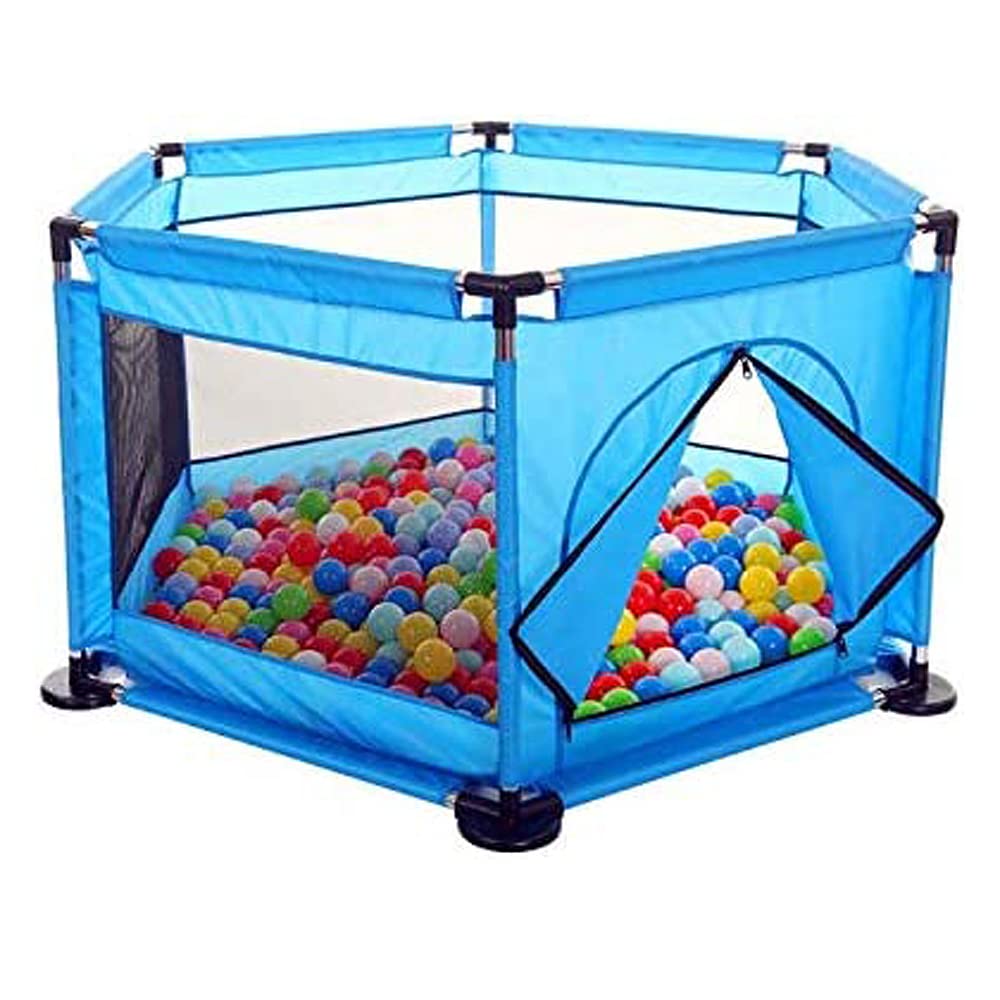 ECVV Foldable Baby Kids Playpen Activity Center Room Fitted Floor Baby Kids Safety Protection Care Playpen Tent Crawling Game Folding Fence Toys Bule