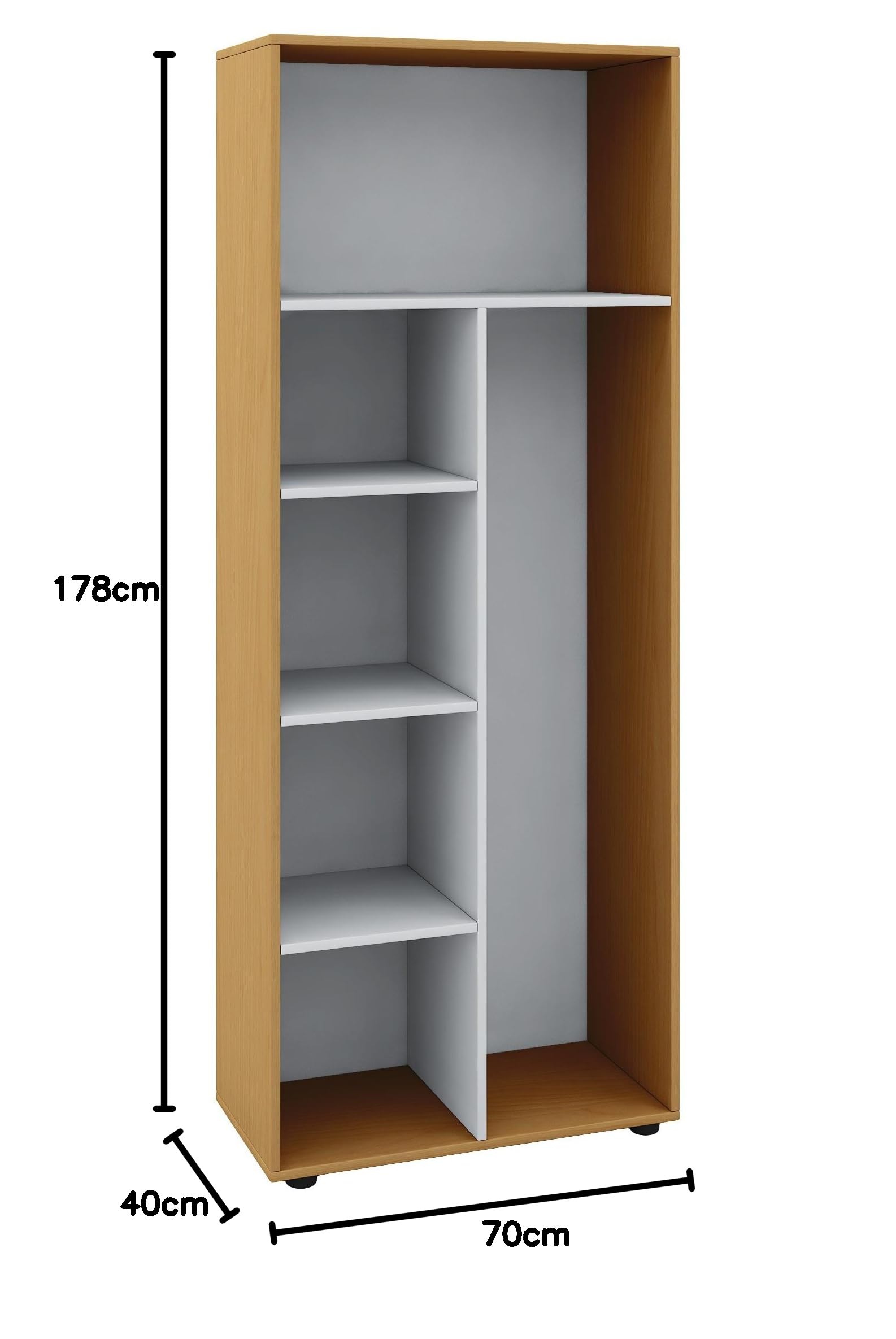 VCM Schrank Universal Staubsauger Besenschrank Mehrzweckschrank Putzschrank Holz buche 178 x 70 x 40 cm "Vandol"
