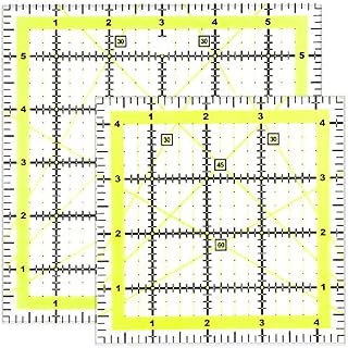 Ramlur 2 Pack Acrylic Quilters Rulers, 4.5Inch & 6 Inch Square Quilting Rulers, Fabric Cutting Ruler, Square Sewing Ruler with Non-Slip Rings for Easy Precision Cutting Quilting, Sewing DIY Crafts