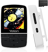 YOTON MP3-Player mit Bluetooth 5.2, 64 GB Speicher, kompakter HiFi-Musikplayer mit Sportclip, unabhängiger Lautstärkeregler, FM-Radio, inkl. Kopfhörer, weiß