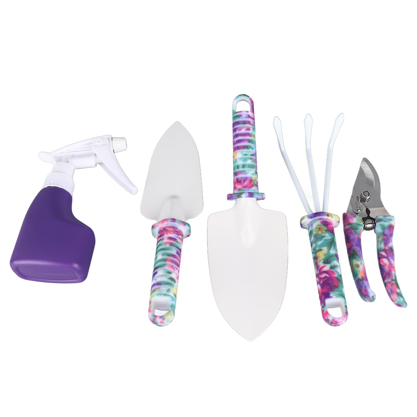 Ensemble D'outils De Jardin 5 Pièces avec étui De Transport, Kit De Jardinage Comprenant Un Cultivateur, des Pelles à Râteau, des Ciseaux à Branches Et Une Bombe Aérosol