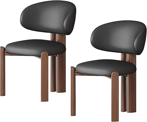 Miniatura 12 de Juego de 2 sillas de comedor tapizadas modernas, diseño cómodo con respaldo curvado para cocina, sala de estar, dormitorio u oficina Beige