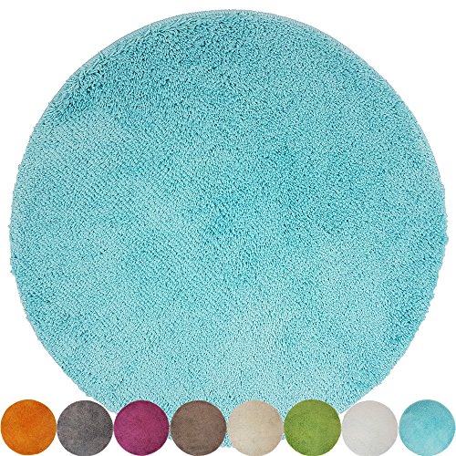 DILUMA Tapis de Bain Rond Lasalle Anti-Glissant et Douillet (diamètre 60 cm 1200 g/m²) - Absorbant et antidérapant, Couleur:Turquoise