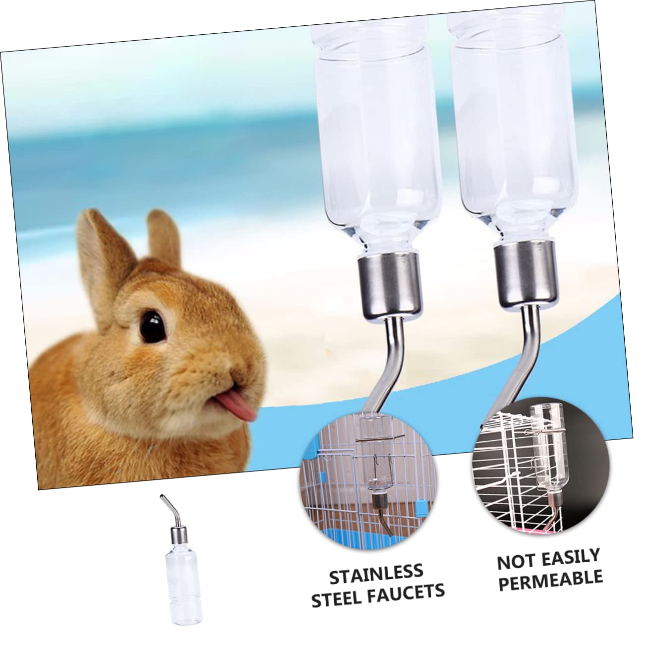 Housoutil 6piezas Botella De Agua Colgante para Hámster Conejos y Inoxidable y Bebedero para y Pequeñas