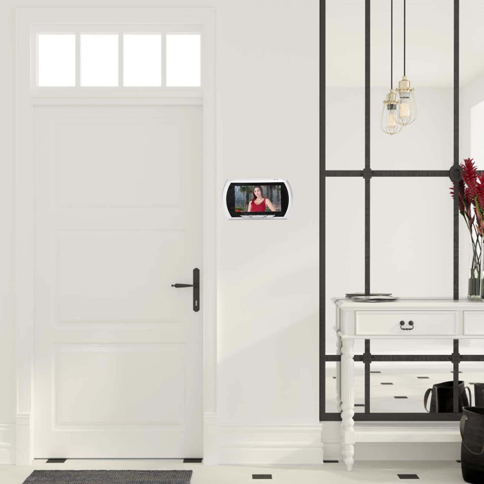 Campanello Video, Visualizzatore Campanello Spioncino, Schermo LCD TFT 4,5 Pollici Visualizzatore Digitale Porta con Visione Notturna Angolo 170° Rilevamento Movimento PIR per la Casa(D'argento)