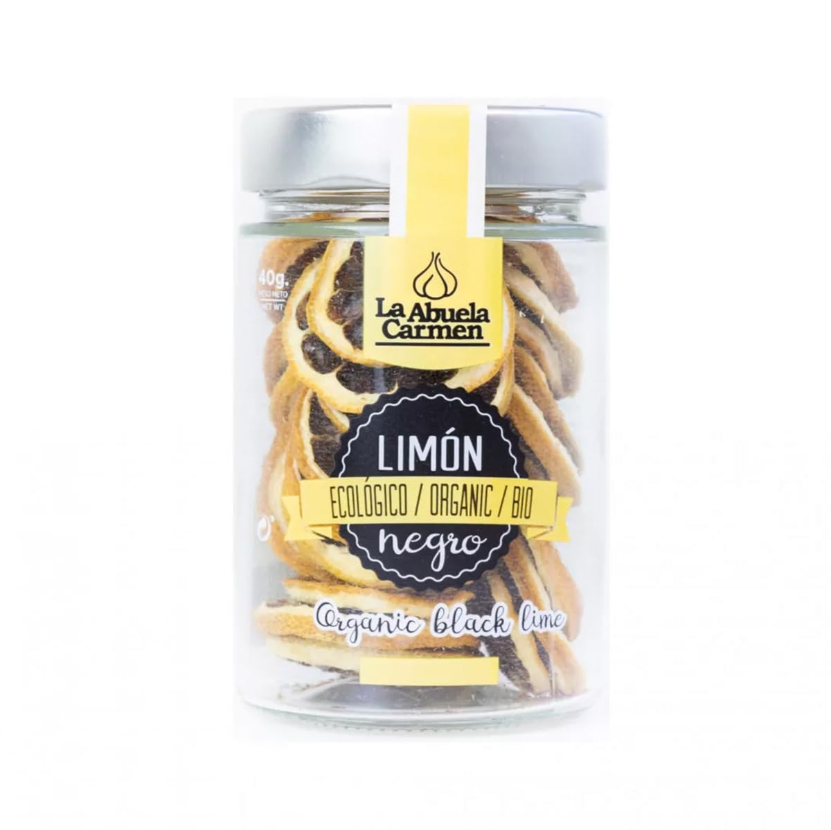 La Abuela Carmen - Limón Deshidratado - Limón Negro Ecológico en Rodajas | 40 g | Ideal para aromatizar bebidas calientes y frías, tambien para asados, guisos o salsas