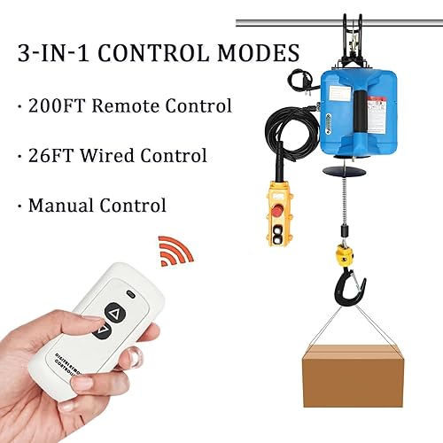 Miniatura 9 de Cabrestante eléctrico de polipasto  1100 libras 3 en 1 cabrestante eléctrico portátil  110 V  1500 W  Altura de elevación de 24.93 pies  Control