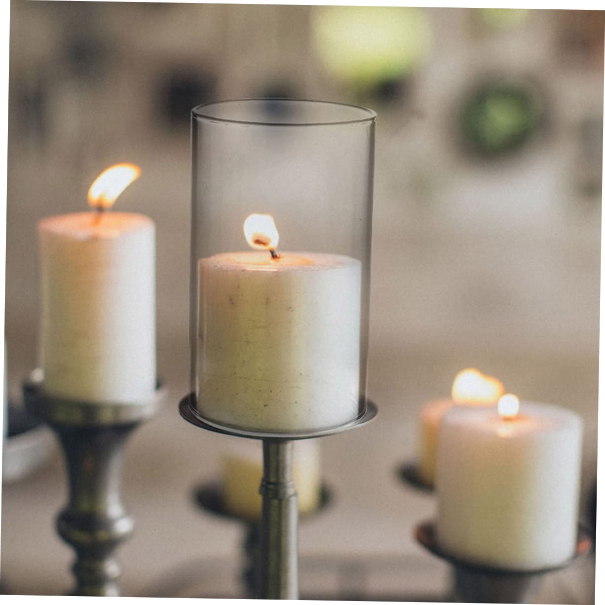 VICASKY Set Da 4 Cilindri Di Vetro Portacandele, Diametro 10 Cm, Ricambio In Vetro Borosilicato Per Candele E Lanterne, Decorazione Tavolo Casa E Feste
