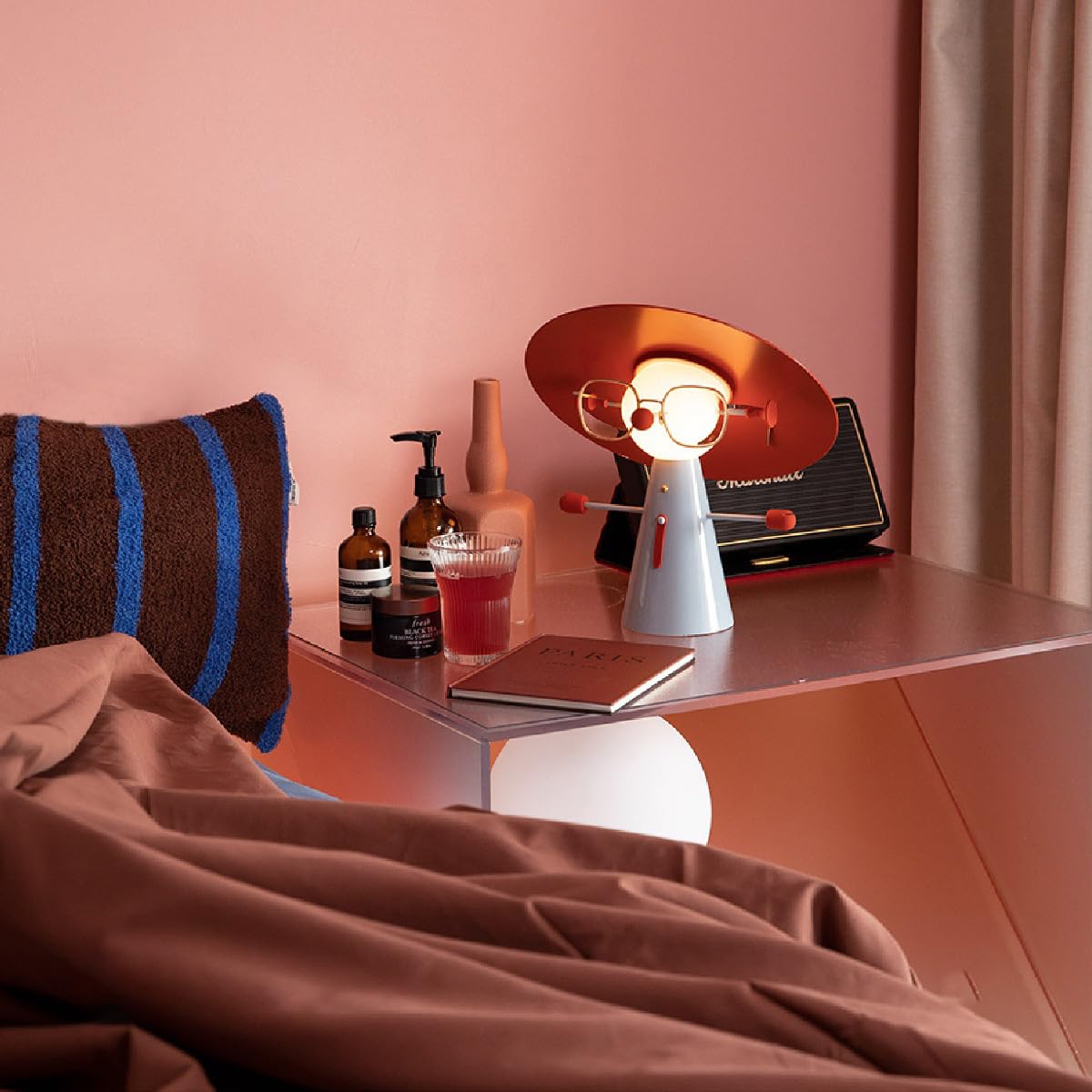 OOWOKS Lámpara de mesa inalámbrica Buddy-Mini con figura, luz táctil de 3000K luz cálida lámpara LED regulable para mesita de noche con batería de 3000mAh lámpara de mesa decorativa con diseño,A