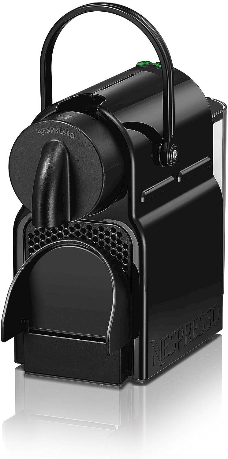 Nespresso Inissia EN80.B, Cafetera De'Longhi, Sistema para Cápsulas Original, Depósito de Agua 0,7L, Negro Con Set Descalcificador Descaling 2 x 100ml