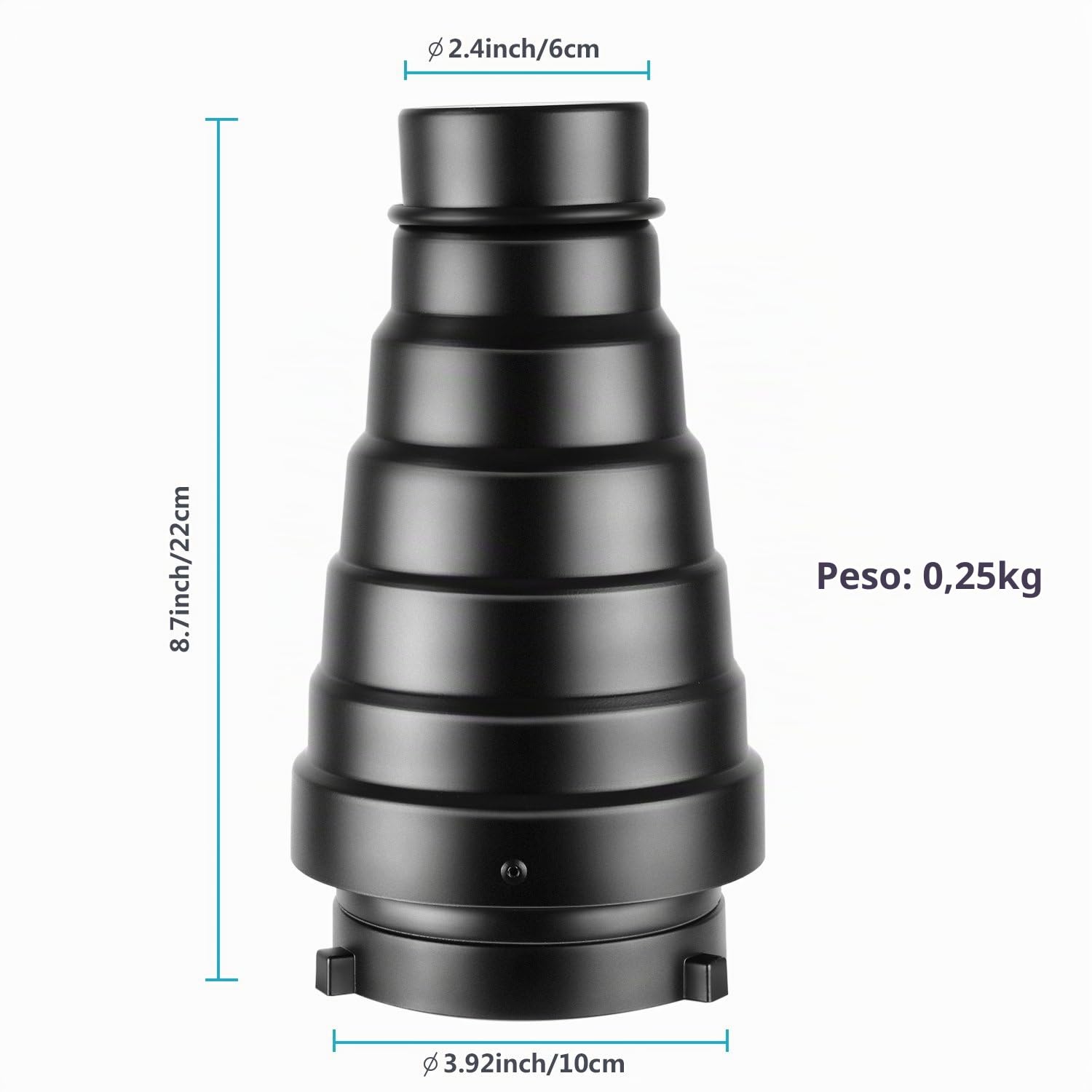 NEEWER - Kit de snoot cónico de aleación de Aluminio Mediano, con Rejilla de Nido de Abeja y 5 Piezas filtros de Gel de Color para Estudio Strobe Monolight Fotografía Flash en Bowens Montura (22 cm)