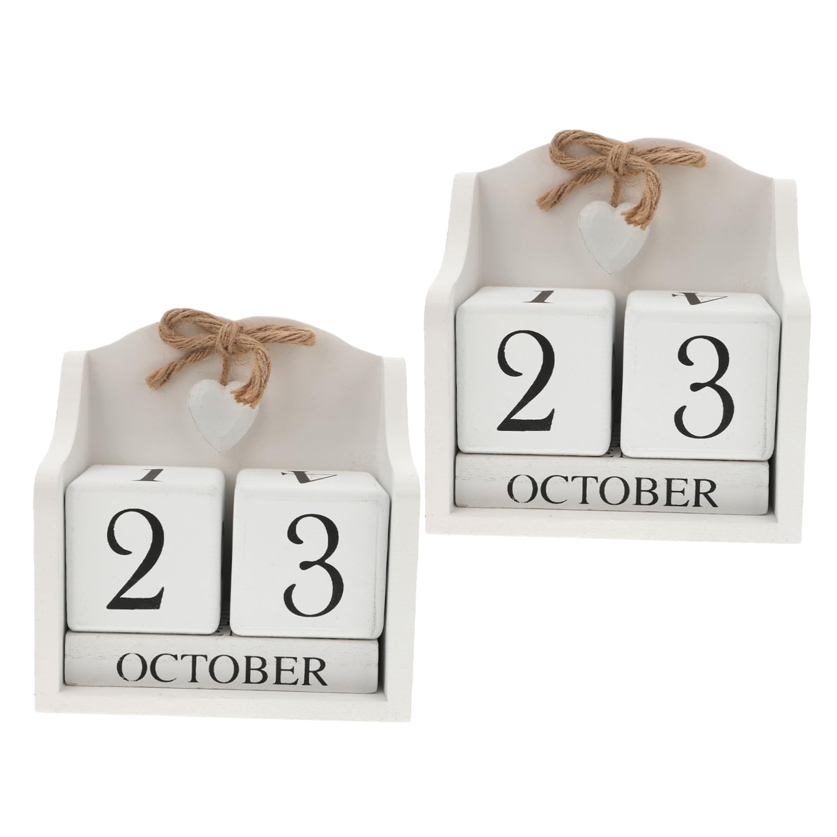 Operitacx 2pezzi Calendario Manuale in Legno Vintage da Tavolo Blocchi per Data e Mese Riutilizzabili Calendario da Ufficio Decorativo Compatto