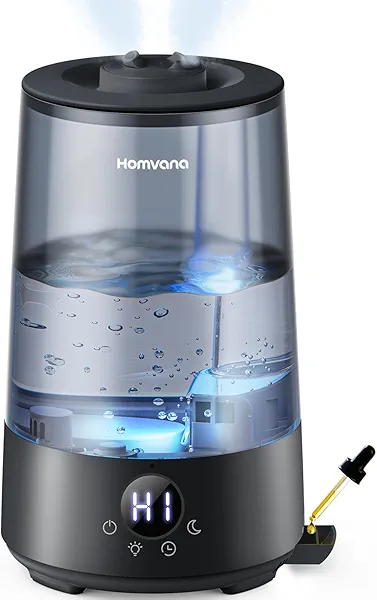 Homvana 3.6L Cool Mist Humidifiers for Bedroom, Large Room, Home, House, Office, Living Room, 34H Top Fill Easy to Clean Small Humidifier for Plants indoor, Grow Tents, Greenhouse, Filterles