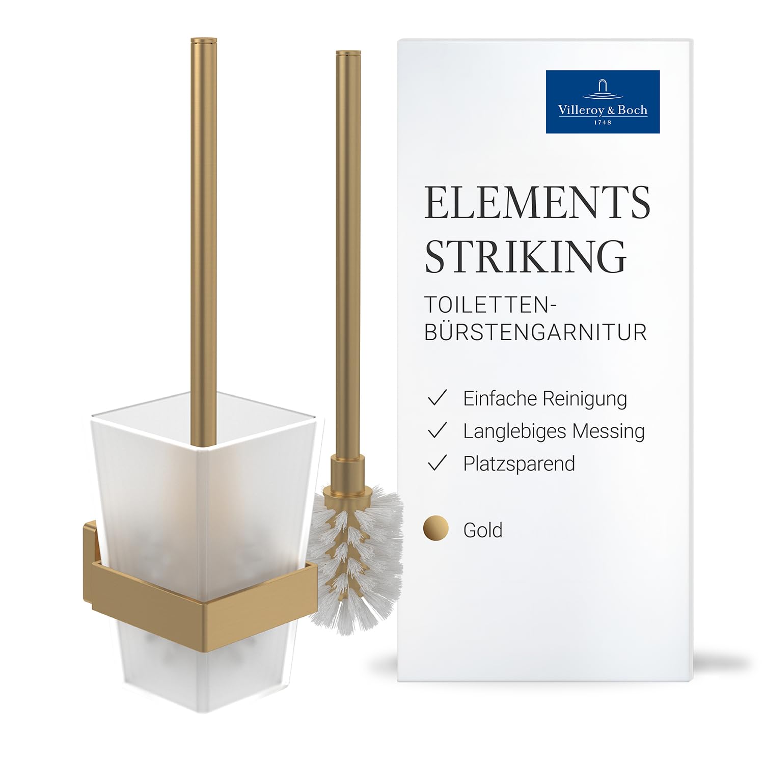 Villeroy & Boch Elements Striking Toilettenbürstengarnitur, eckig – Gold