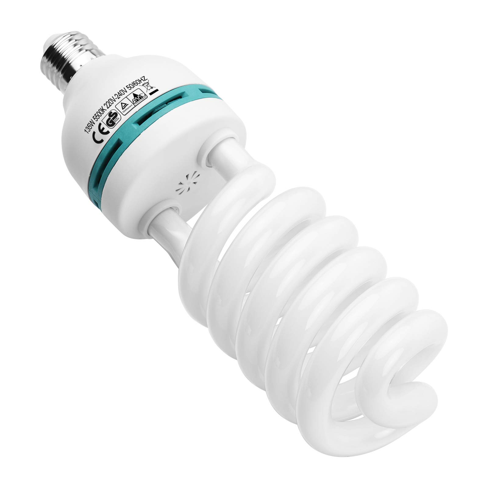 Andoer Bombilla fluorescente espiral de 135 W, 5500 K, luz diurna, casquillo E27, ahorro de energía, para estudio/vídeo/fotografía, 2 unidades
