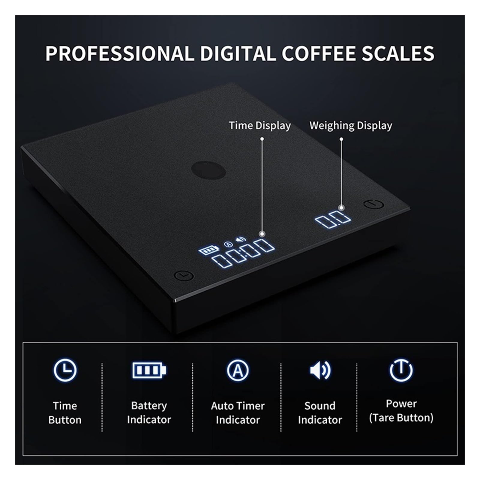 Balance Noire For Café Et Expresso Électronique Minuterie Automatique De Cuisine 0.1g / 2kg Mesure Précise Effort