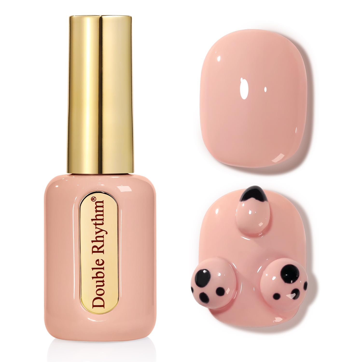 Double Rhythm 0.50 OZ Gel Polish Hema Free Same Color Same Bottle Golden Round Translucent Neutral Natural Milky 15 ML Jelly UV Polish Art DIY at Home