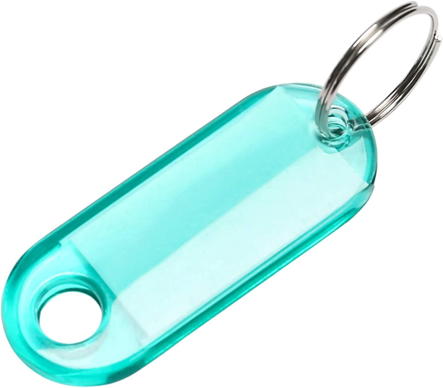 Ximalay 50 Pcs Upgrade Tough Plastic Key Label Tags with Window Split Ring