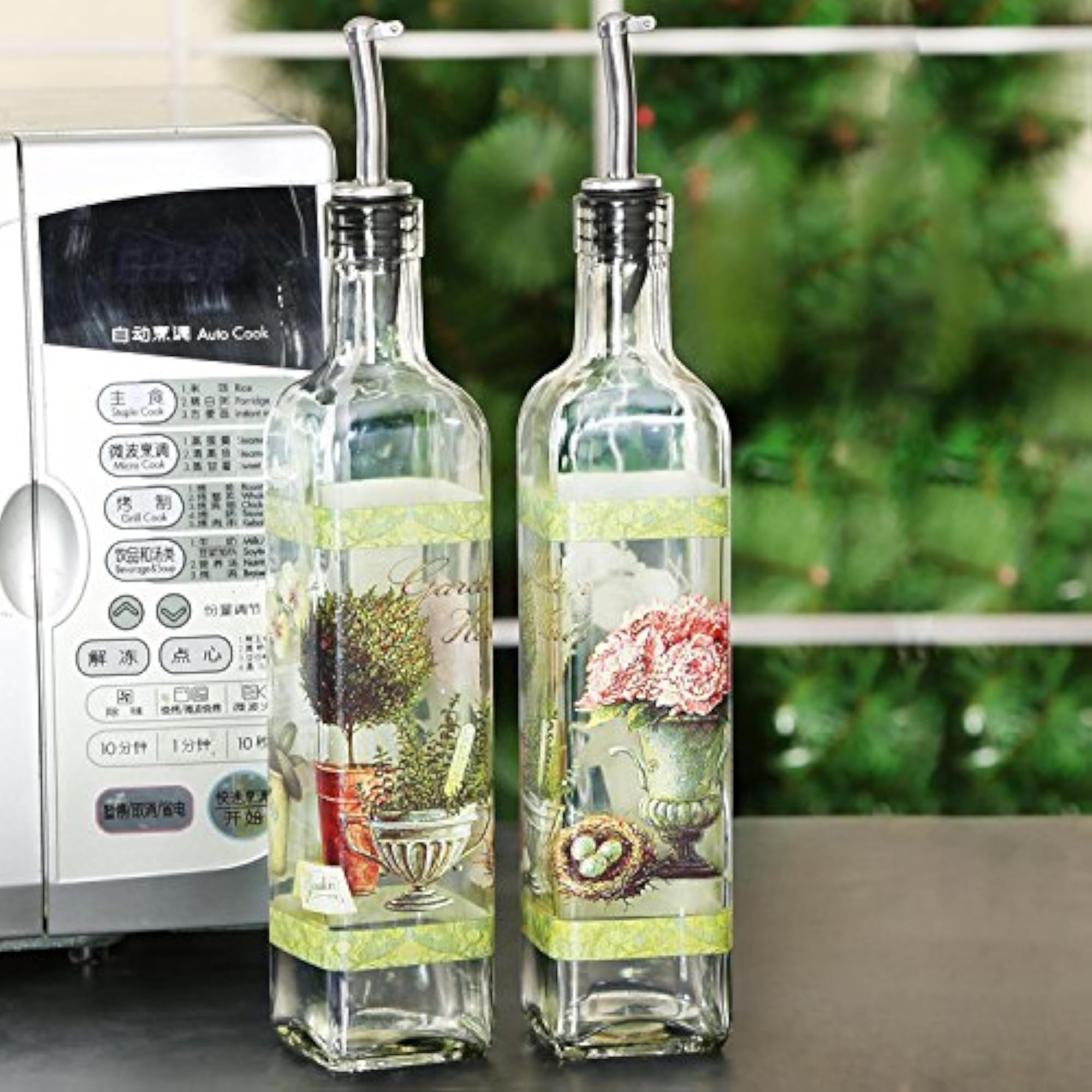 Olive Oil Bottle Set with Stainless Steel Pourer