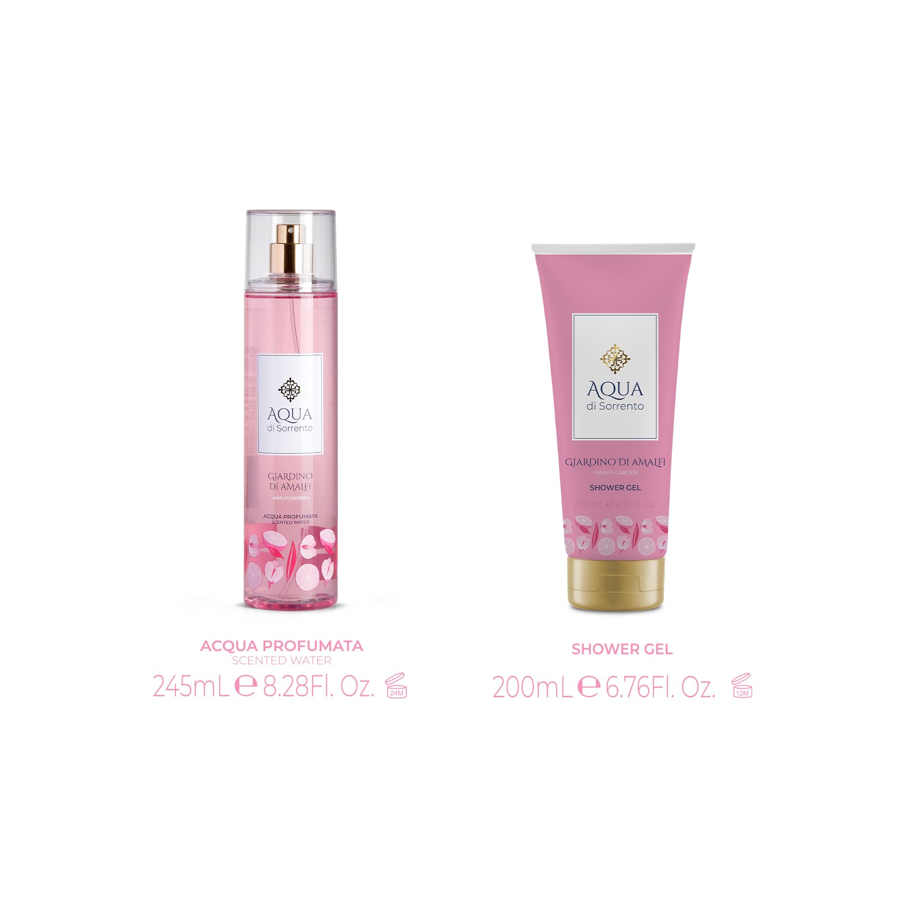 AQUA DI SORRENTO | Giardino di Amalfi, Confezione Regalo, Acqua Profumata 245 ml + Gel Doccia 200 ml, Fragranza Rinfrescante