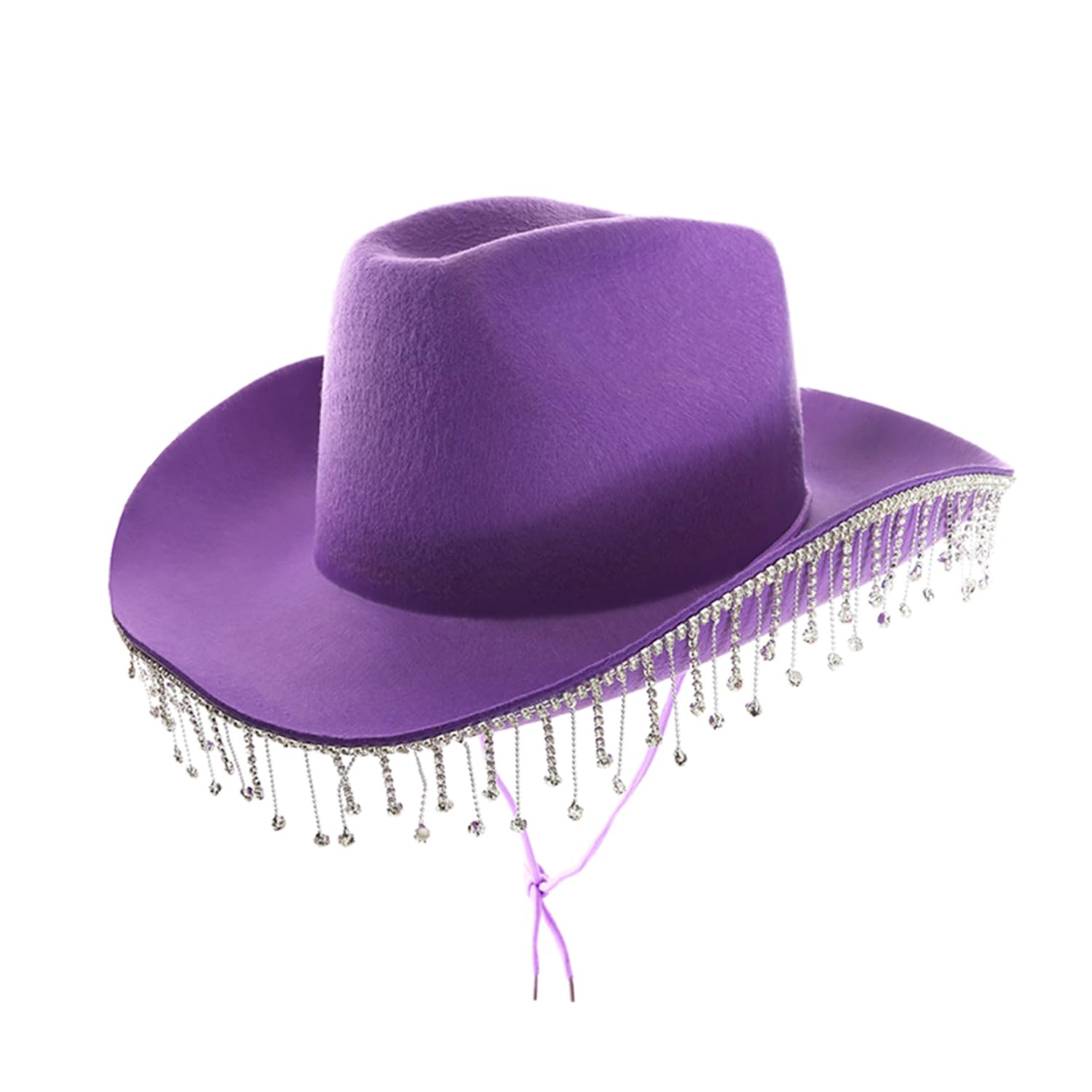 Adults Diamant√à Cowgirl Hat - Pack of 6 - Purple Lilac Cowboy Hat with Rhinestone Fringe - Adults Bling Glitter Cowgirl Hen Party Western Party Fancy Dress Accessory