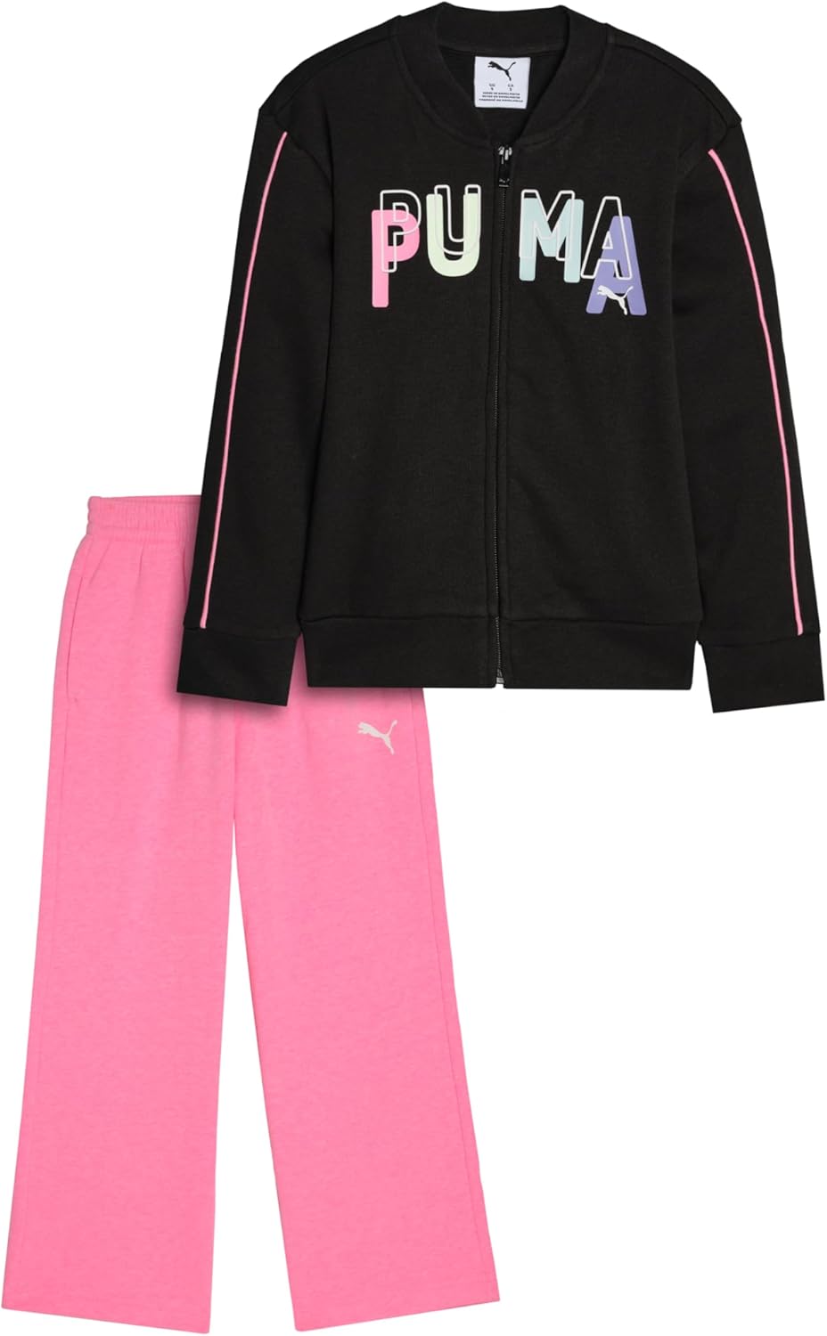 PUMA girls 2 Piece Fleece Set, Pullover Or Zip Up Sweatershirt With Matching Pant