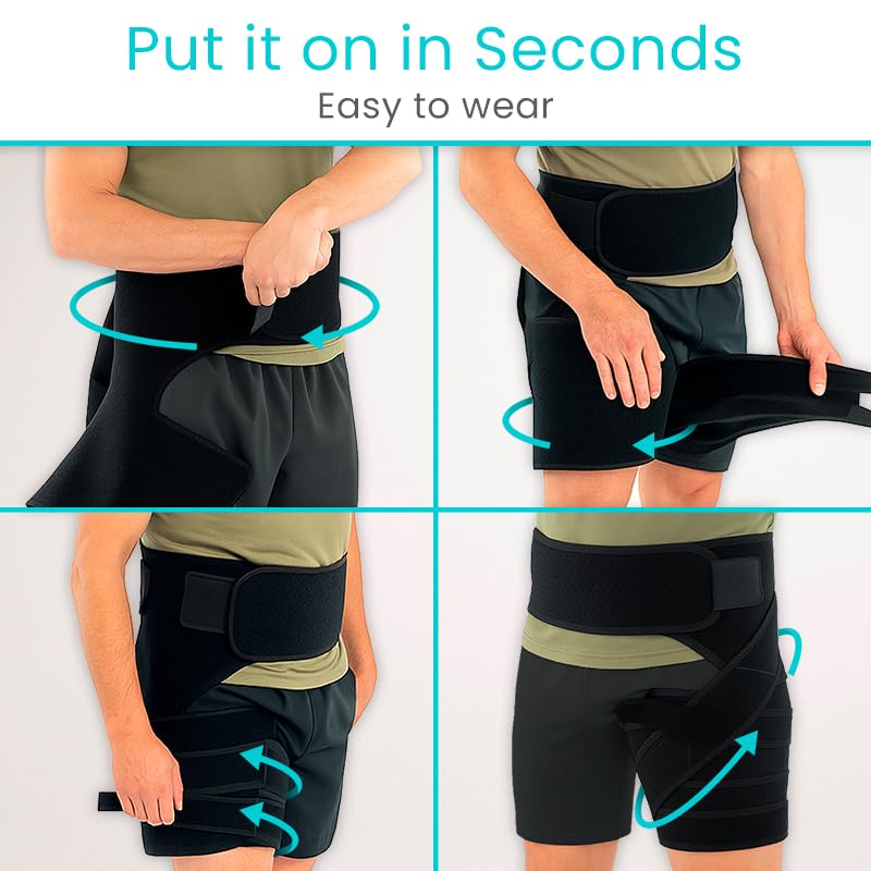 Miniatura 7 de Vive Soporte de cadera para aliviar el dolor de ciática, envoltura de apoyo para la ingle para dolor del nervio ciático, tensión flexora de cadera,