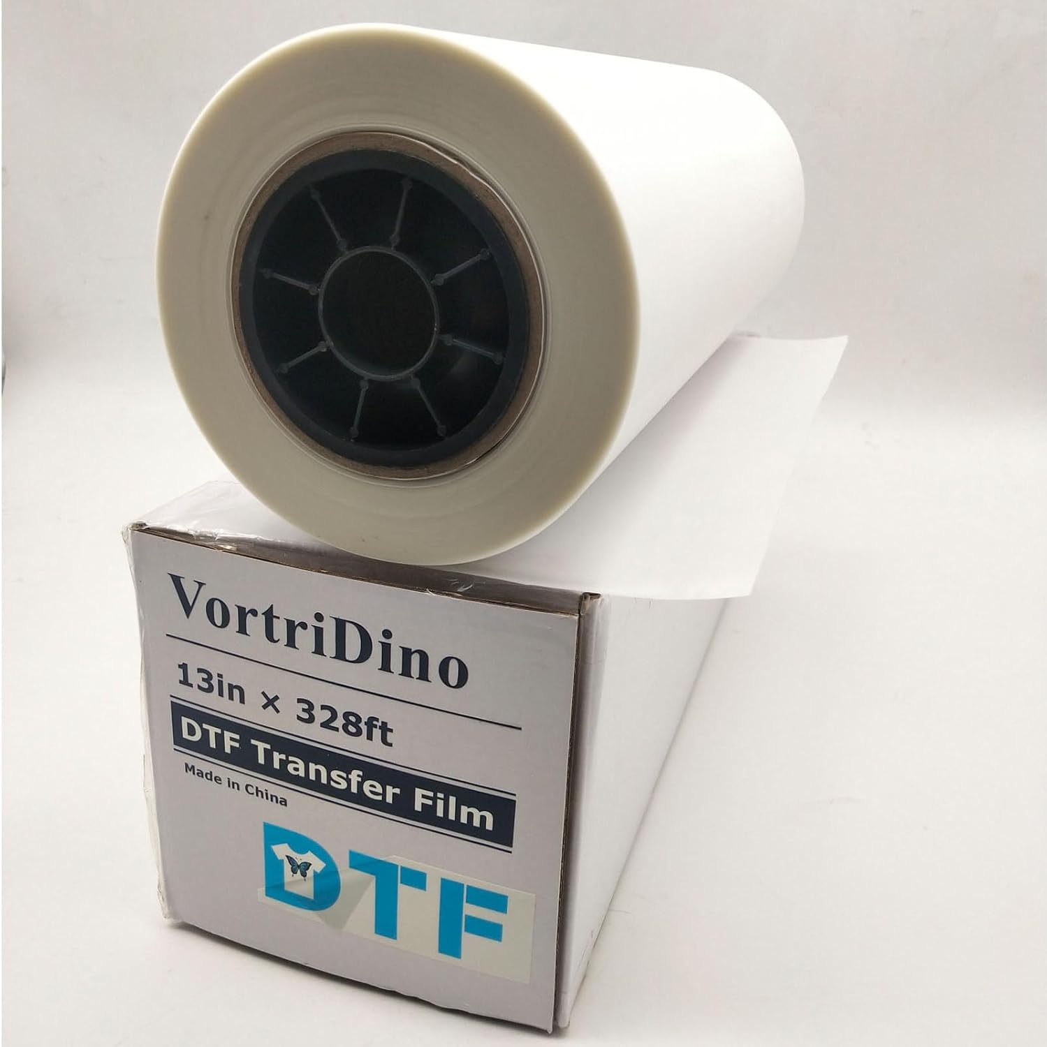 VortriDino DTF Film 13in x 328ft DTF Transfer Film Roll Premium DTF Film Direct to Film Printing Hot Peel for Direct Print on T-Shirts Textile