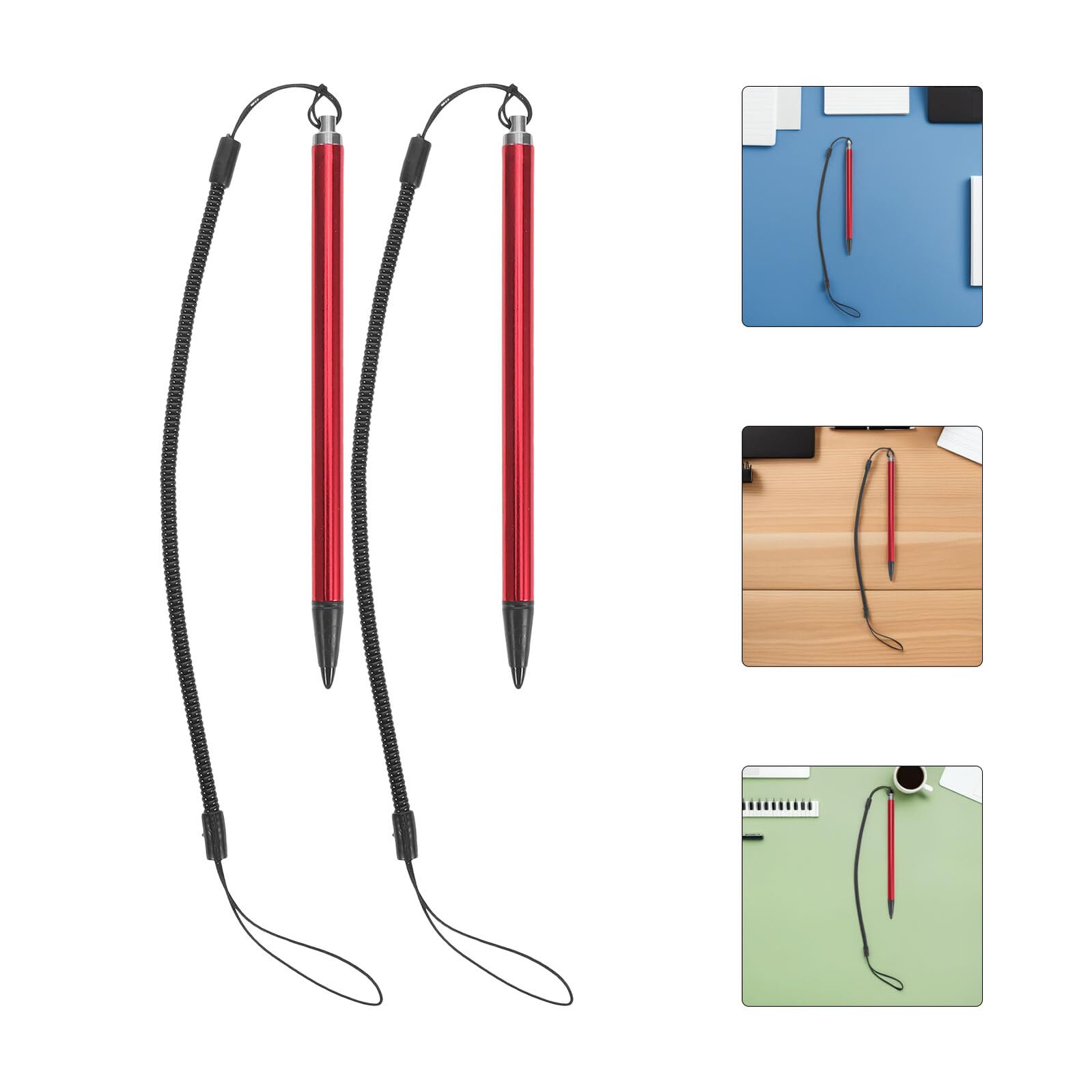 Penna Stilo per Touchscreen Resistivo 10 Pezzi in Alluminio Rosso | Molla a Spirale, Anti Smarrimento, Scrittura Precisa, per Tavolette Grafiche e Uso in Viaggio