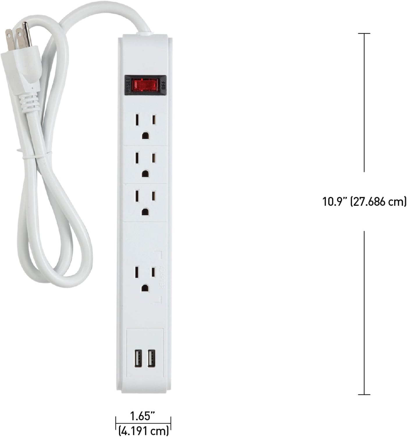Globe Electric 78087 Power Strip with dimensions