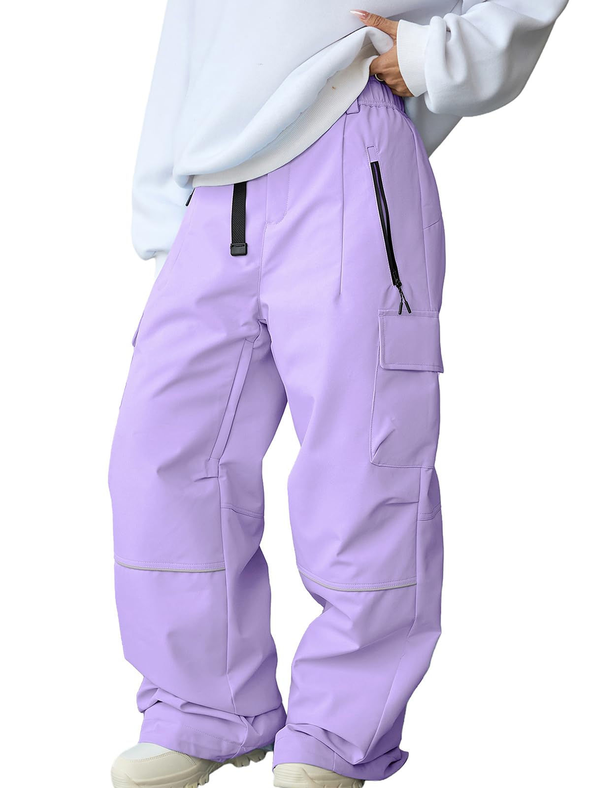 HOTIAN Pantalones de esquí para mujer impermeables cortaviento forrados cálidos softshell extraíbles cargo snowboard
