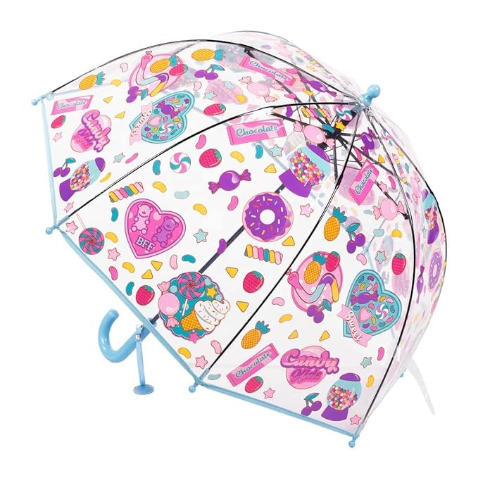 Image of Rainbow Smiling Sun Umbrellas Children Magic Cloud Transparent, See through Dome Umbrella for Children, Umbrella for Girls and Boys, Umbrella for Kids